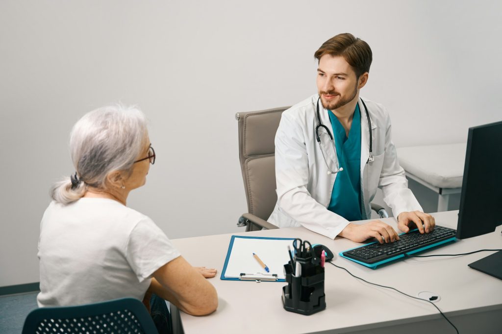 Elderly lady complains to the doctor about feeling unwell